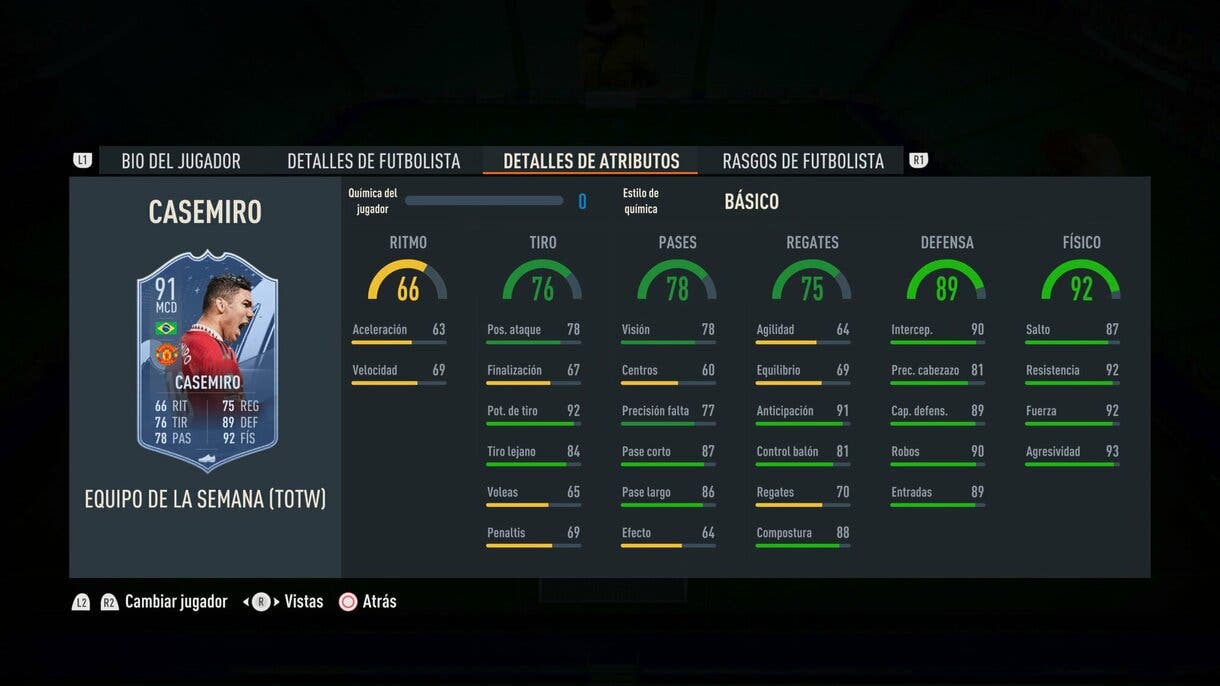 Stats in game Casemiro SIF FIFA 23 Ultimate Team