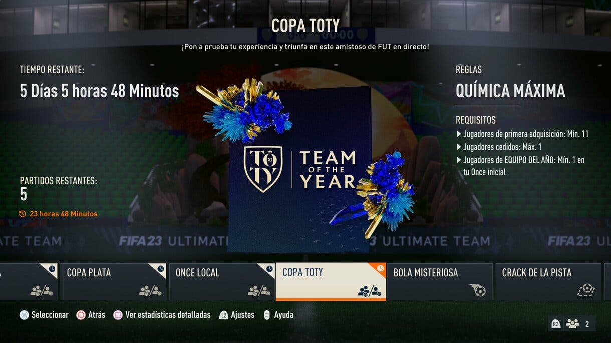 torneo Copa TOTY desde el menú FIFA 23 Ultimate Team