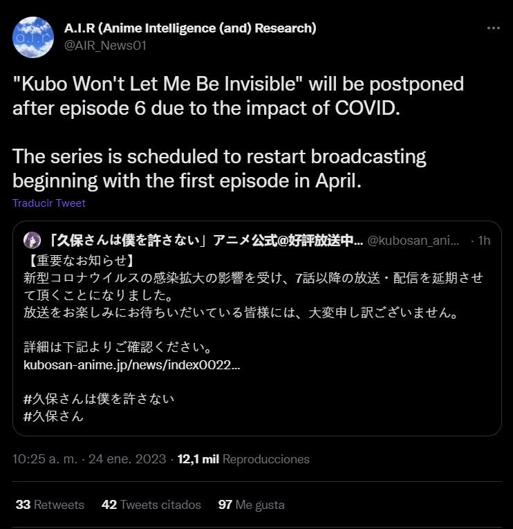 Após adiamento, anime de Kubo Won't Let Me Be Invisible retorna no dia 4 de  abril - Crunchyroll Notícias