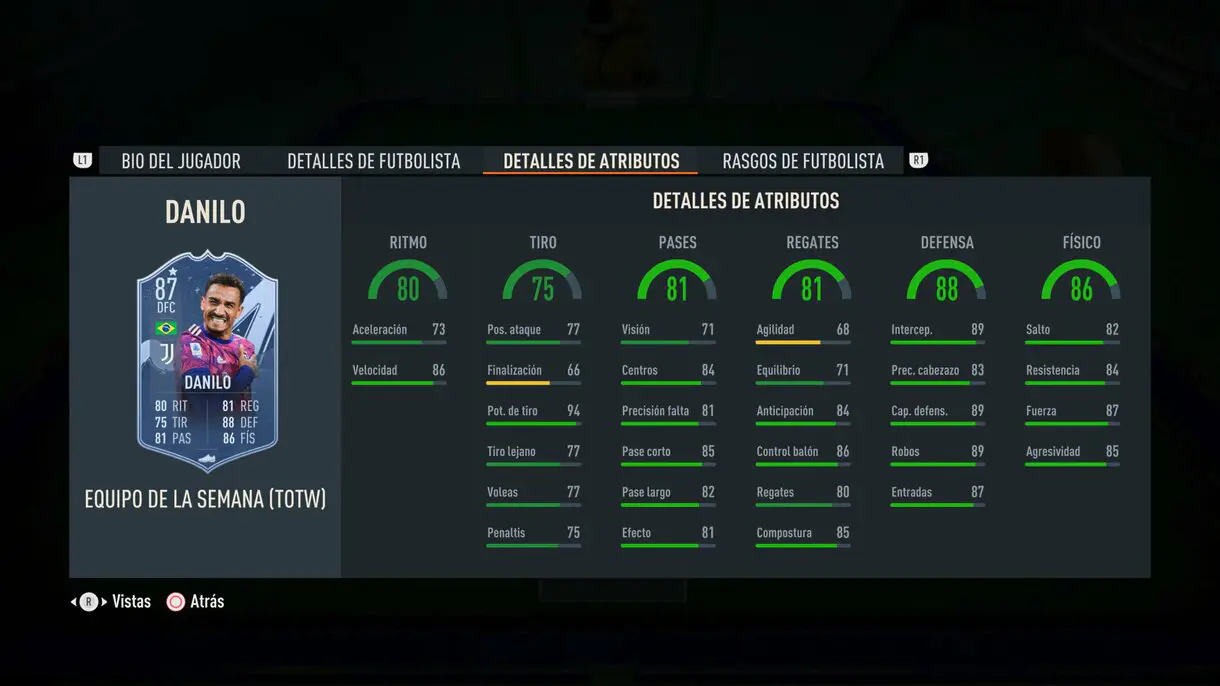Stats in game Danilo IF FIFA 23 Ultimate Team