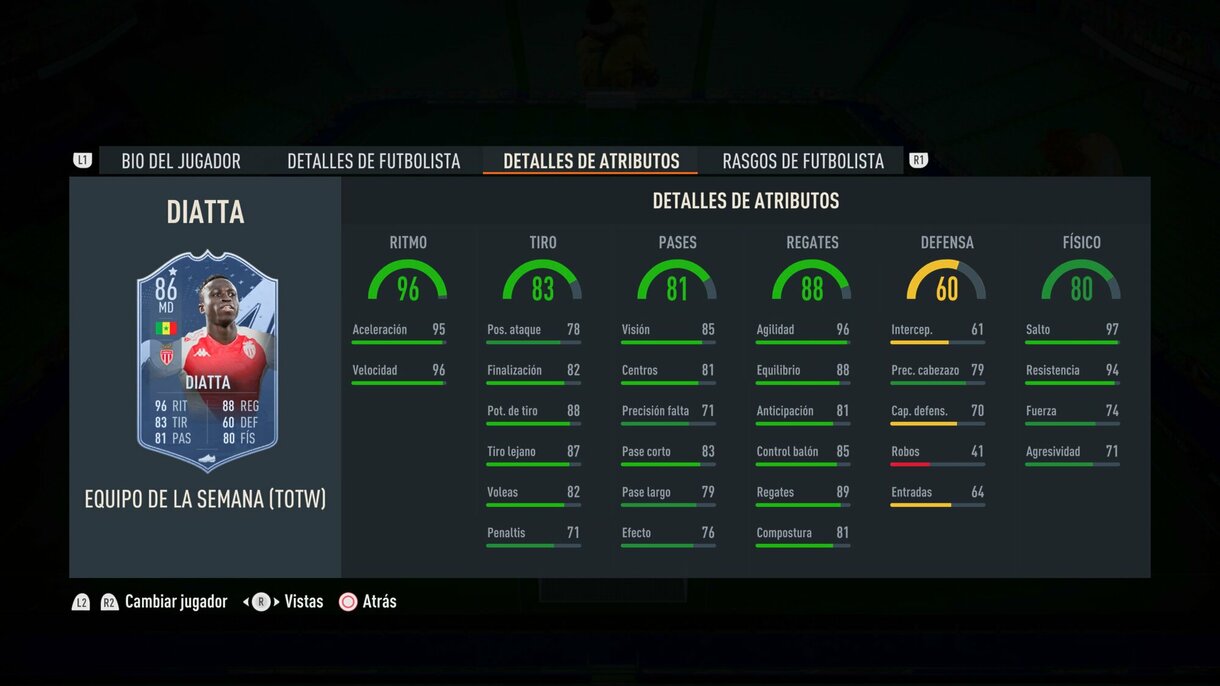 Stats in game Diatta IF FIFA 23 Ultimate Team