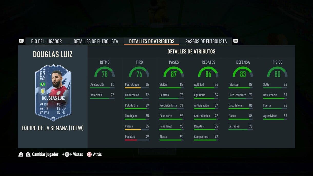 Stats in game Douglas Luiz IF FIFA 23 Ultimate Team