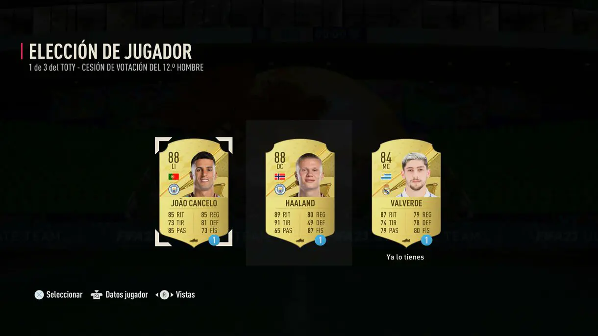 Player pick cesión de votación del TOTY número 12 FIFA 23 Ultimate Team