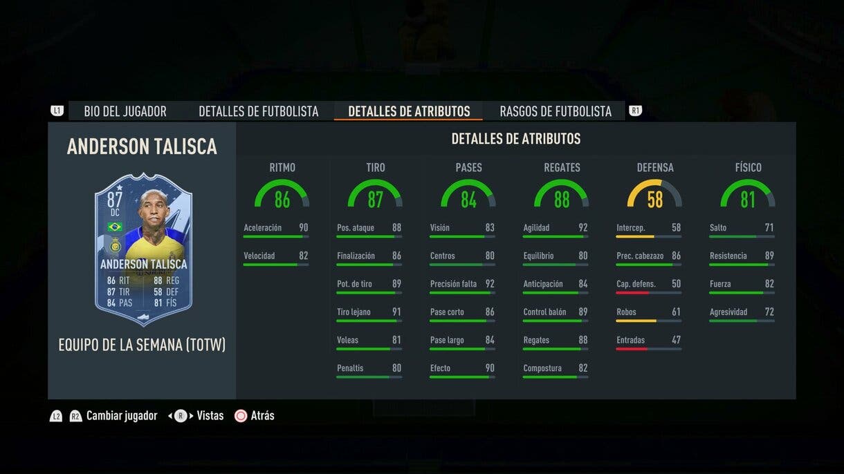 Stats in game Anderson Talisca IF FIFA 23 Ultimate Team