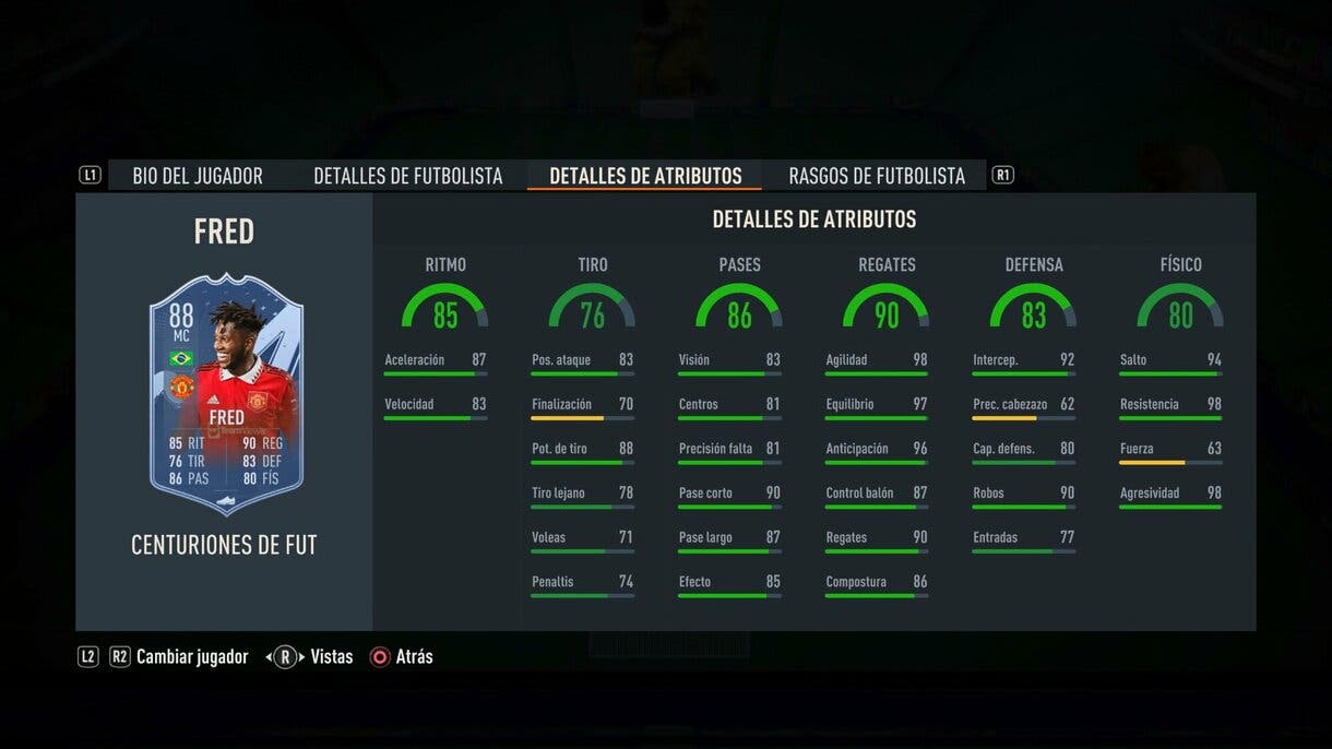 Stats in game Fred Centurions FIFA 23 Ultimate Team