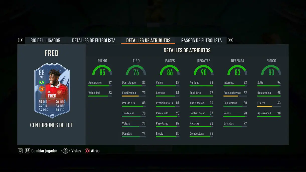 Stats in game Fred Centurions FIFA 23 Ultimate Team