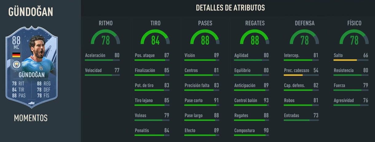 Stats in game Gündogan Moments FIFA 23 Ultimate Team