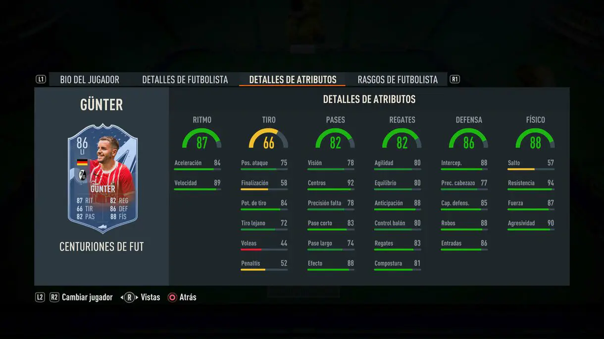 Stats in game Günter Centurions FIFA 23 Ultimate Team