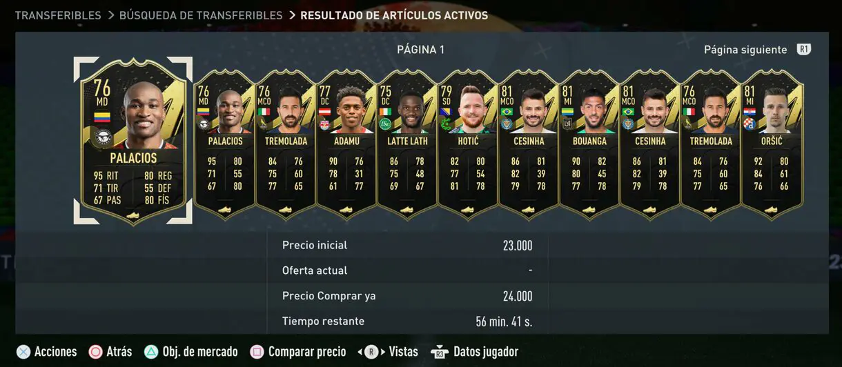 Ejemplos IF´s transferibles del mercado FIFA 23 Ultimate Team que duran poco minutos y cuesta +24.000 monedas