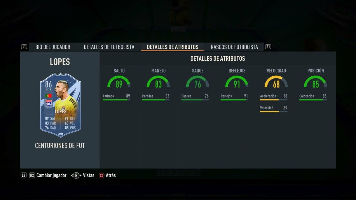 Stats in game Lopes Centurions FIFA 23 Ultimate Team