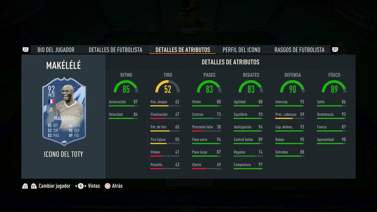 Stats in game Makélélé Icono del TOTY FIFA 23 Ultimate Team