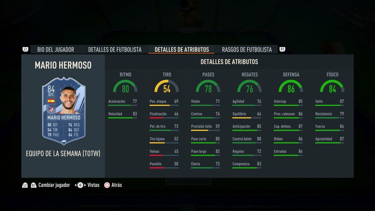 Stats in game Mario Hermoso IF FIFA 23 Ultimate Team