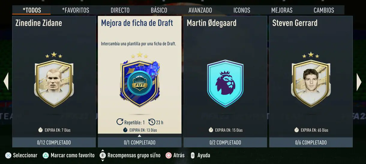 SBC Mejora de ficha de Draft FIFA 23 Ultimate Team