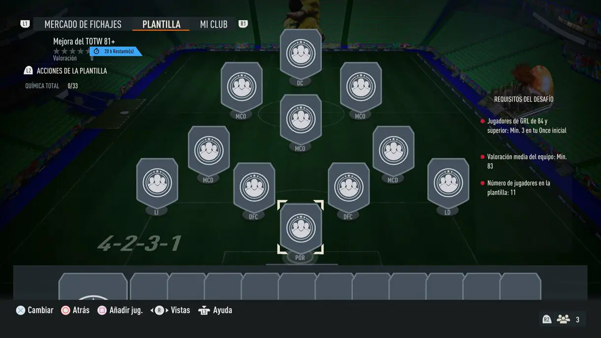 Plantilla del SBC Mejora del TOTW +81 FIFA 23 Ultimate Team
