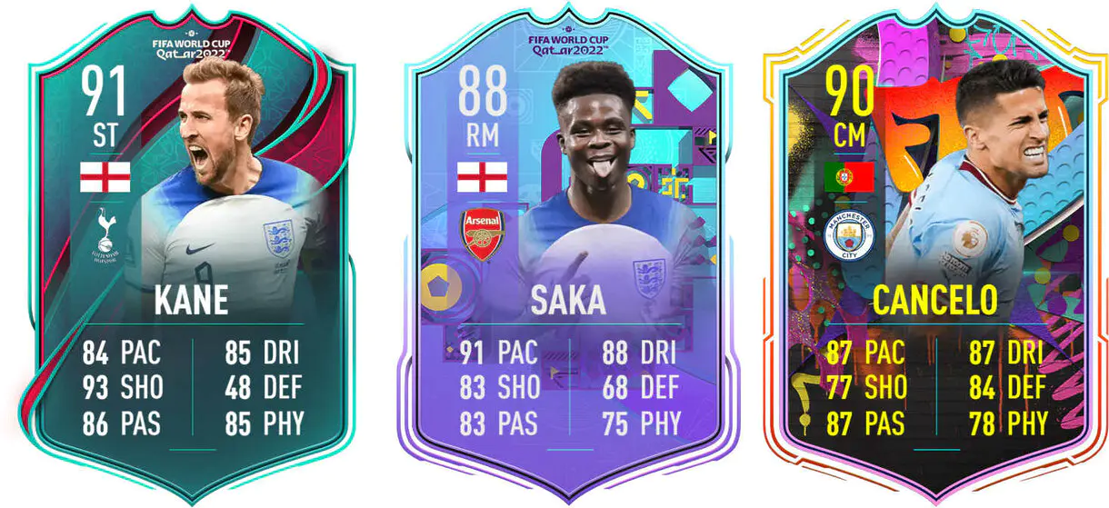 Cartas Kane TOTT, Saka Fenómenos de la Copa Mundial y Cancelo OOP FIFA 23 Ultimate Team