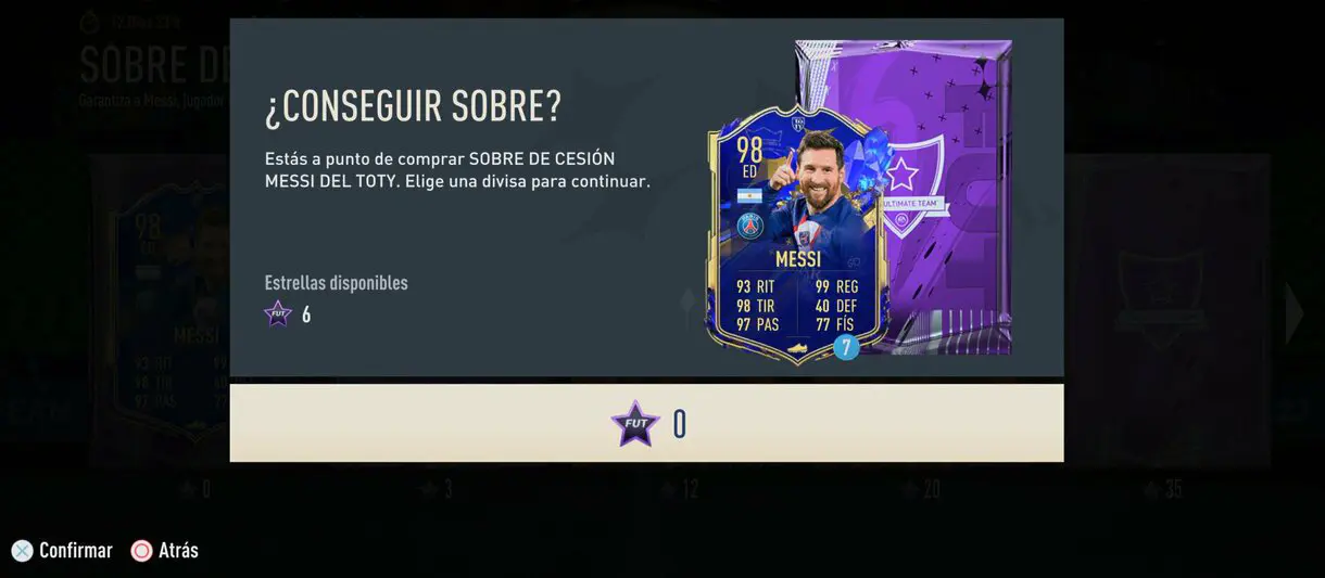 Canjeando a Messi TOTY cedido desde el menú de FUT Moments FIFA 23 Ultimate Team