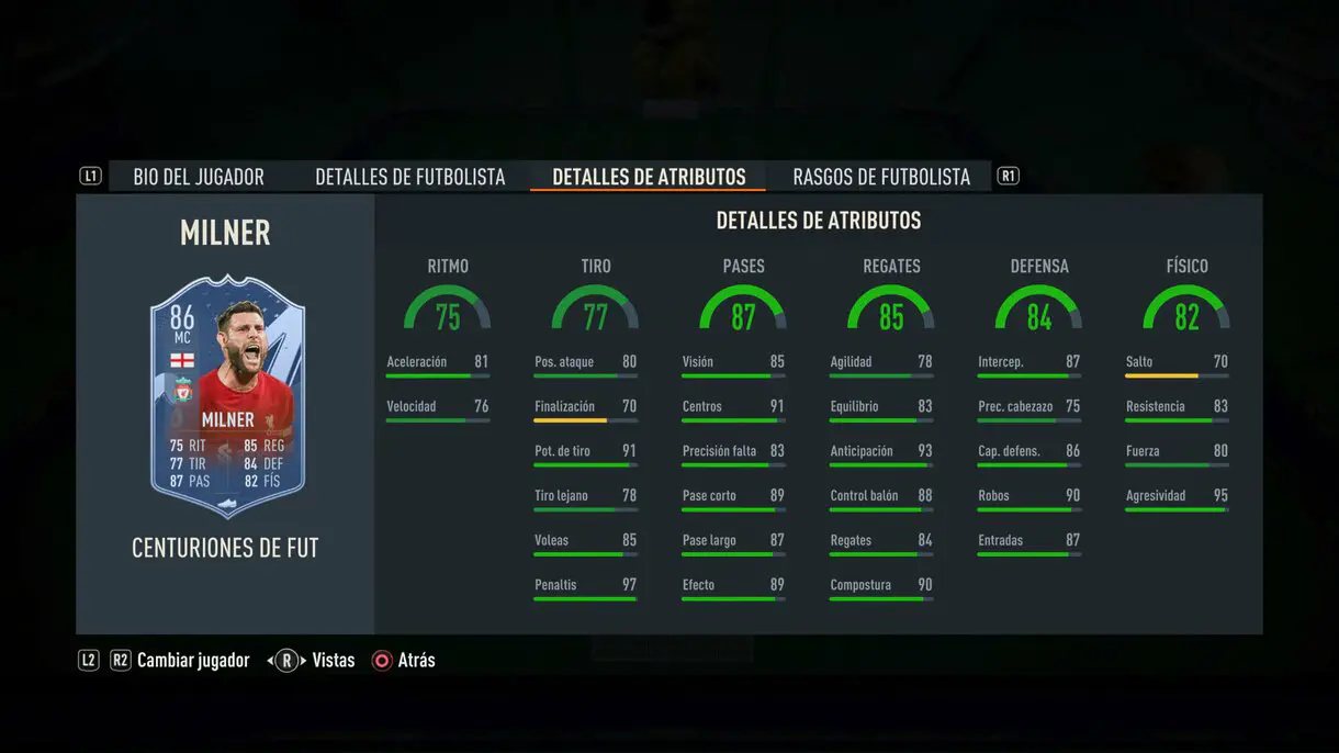 Stats in game Milner Centurions FIFA 23 Ultimate Team