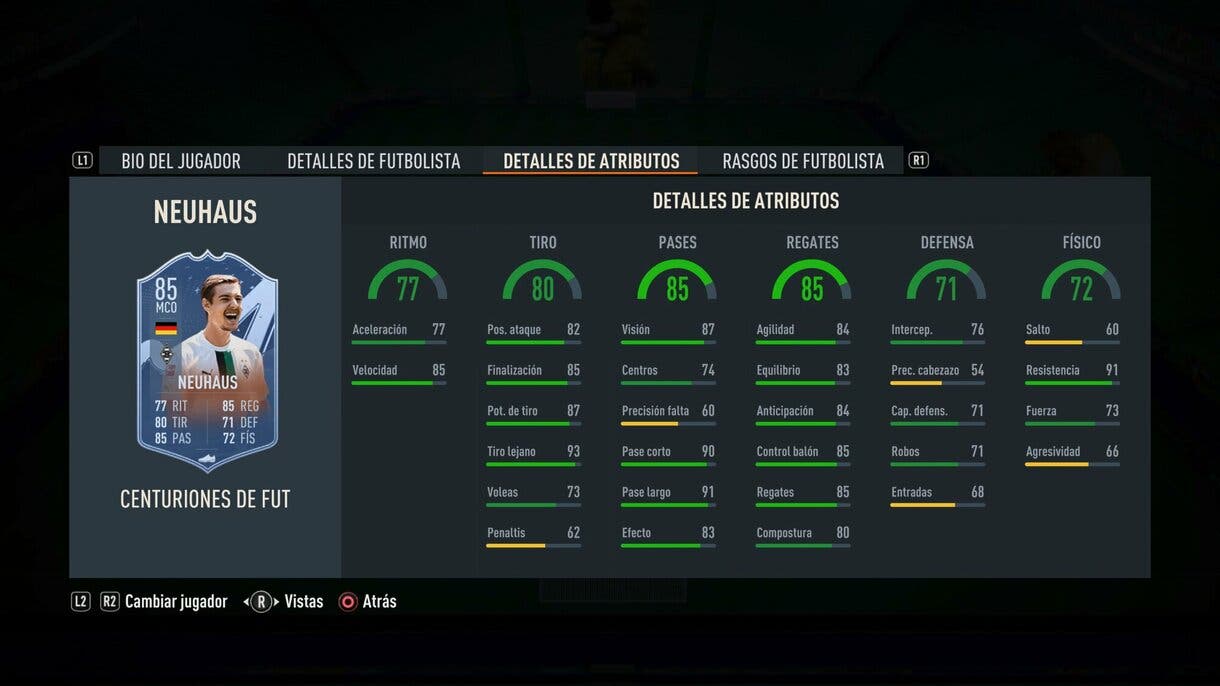 Stats in game Neuhaus Centurions FIFA 23 Ultimate Team