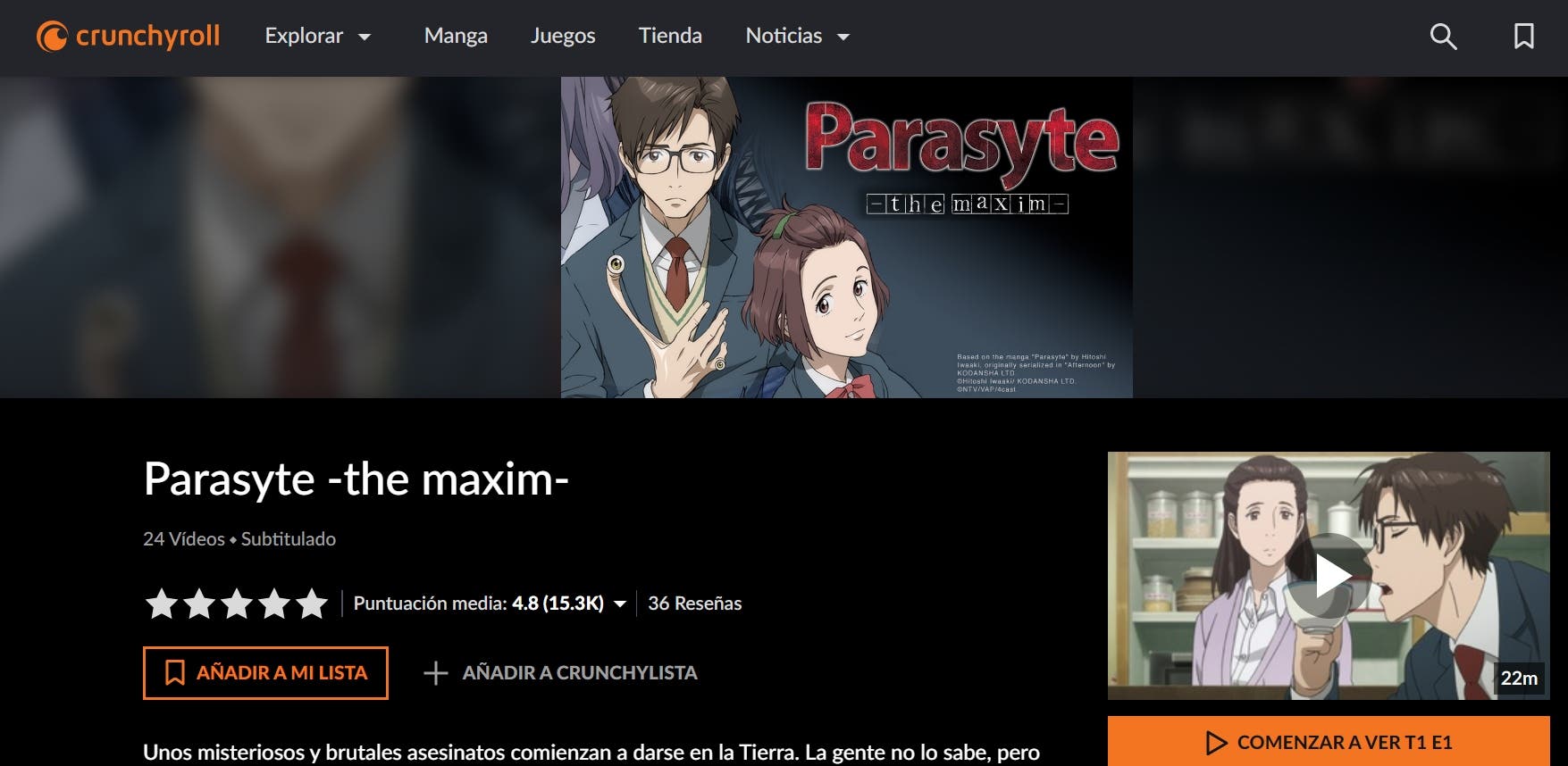 Parasyte (Kiseiju): dónde ver todo el anime al completo