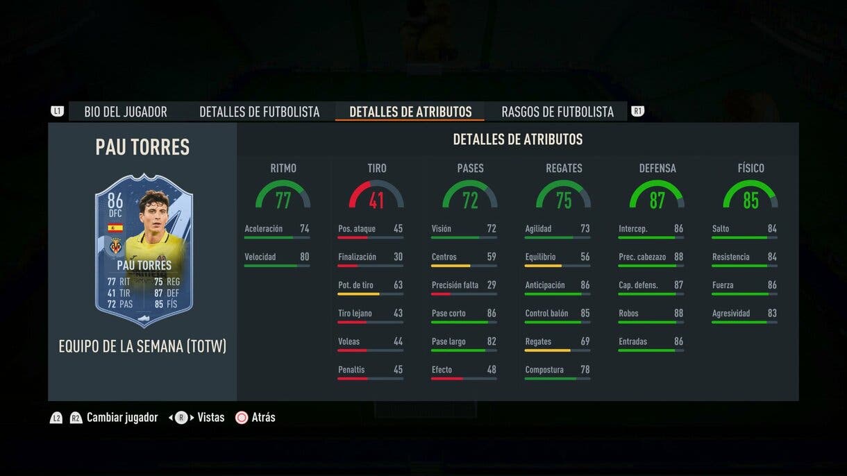 Stats in game Pau Torres IF FIFA 23 Ultimate Team