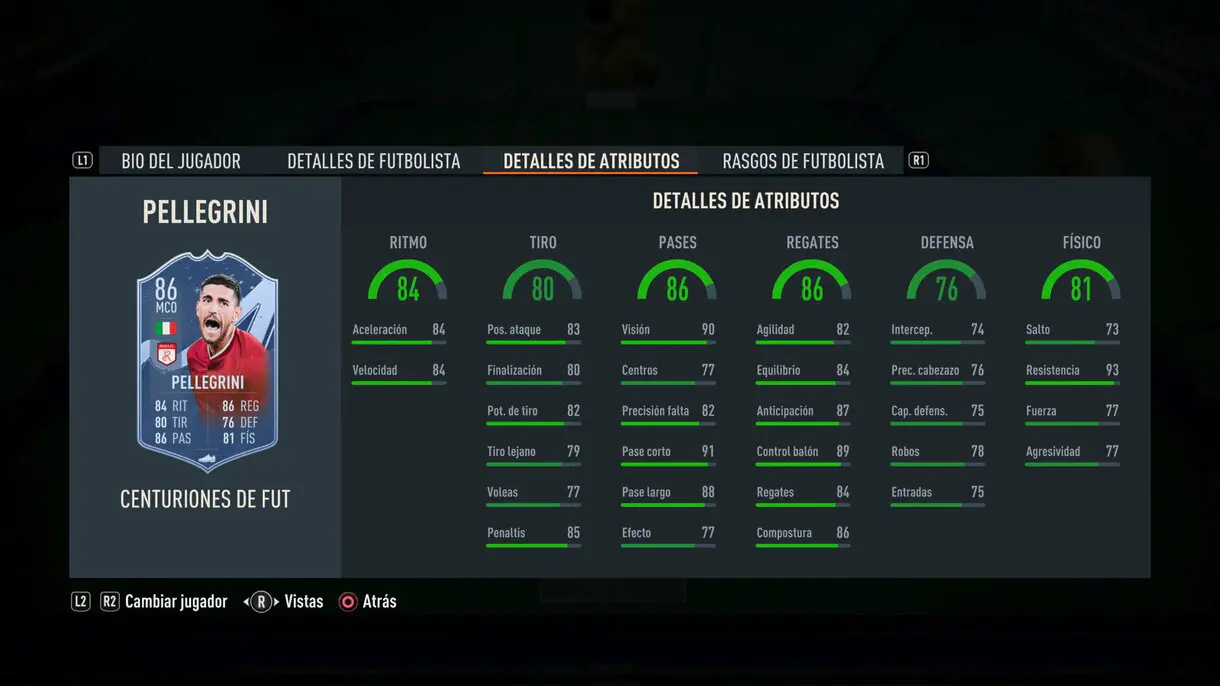Stats in game Pellegrini Centurions FIFA 23 Ultimate Team