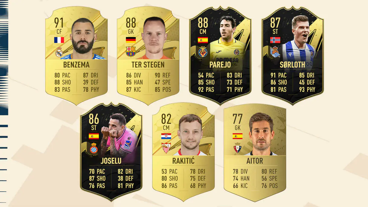 Cartas oro y mejores In Form en FIFA 23 Ultimate Team de los nominados al POTM de LaLiga Santander en enero