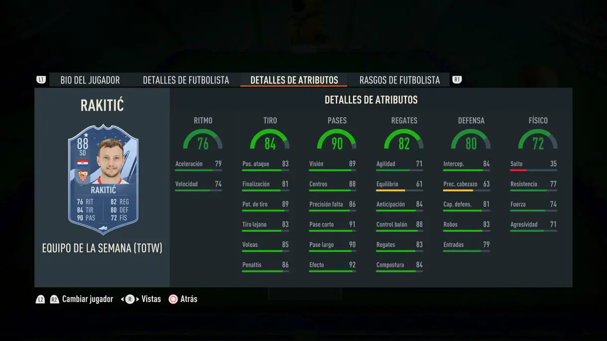 Stats in game Rakitic IF FIFA 23 Ultimate Team