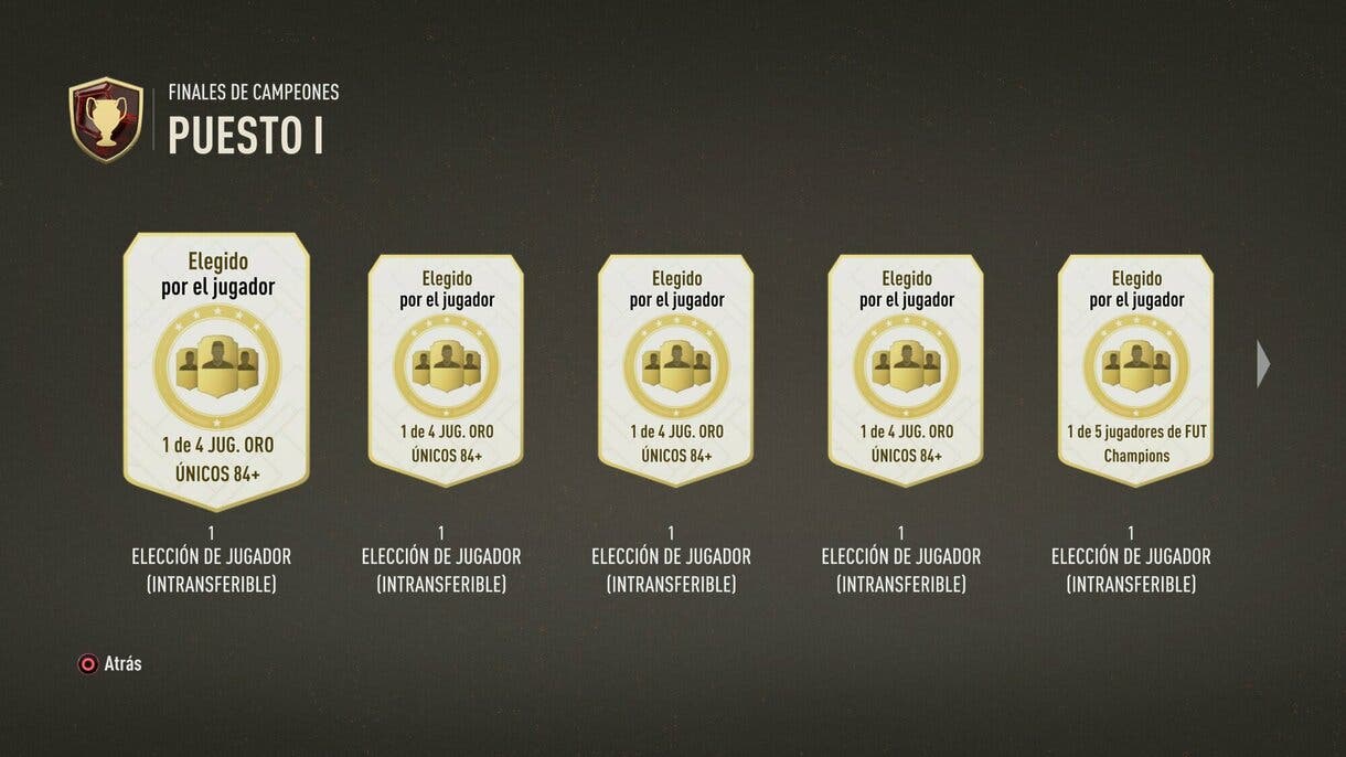 Parte de las recompensas de Finales de Campeones para el rango 1 FIFA 23 Ultimate Team