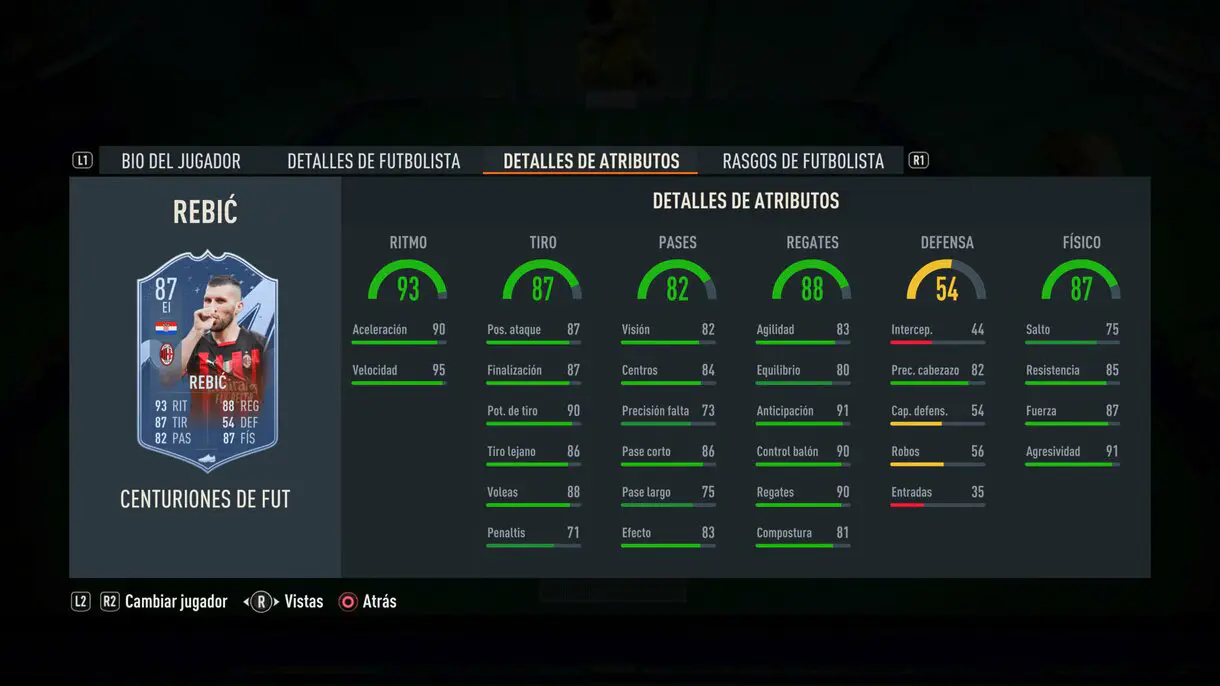 Stats in game Rebic Centurions FIFA 23 Ultimate Team