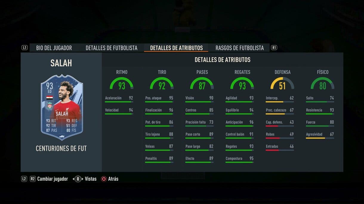 Stats in game Salah Centurions FIFA 23 Ultimate Team