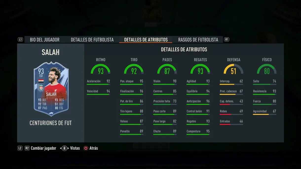 Stats in game Salah Centurions FIFA 23 Ultimate Team