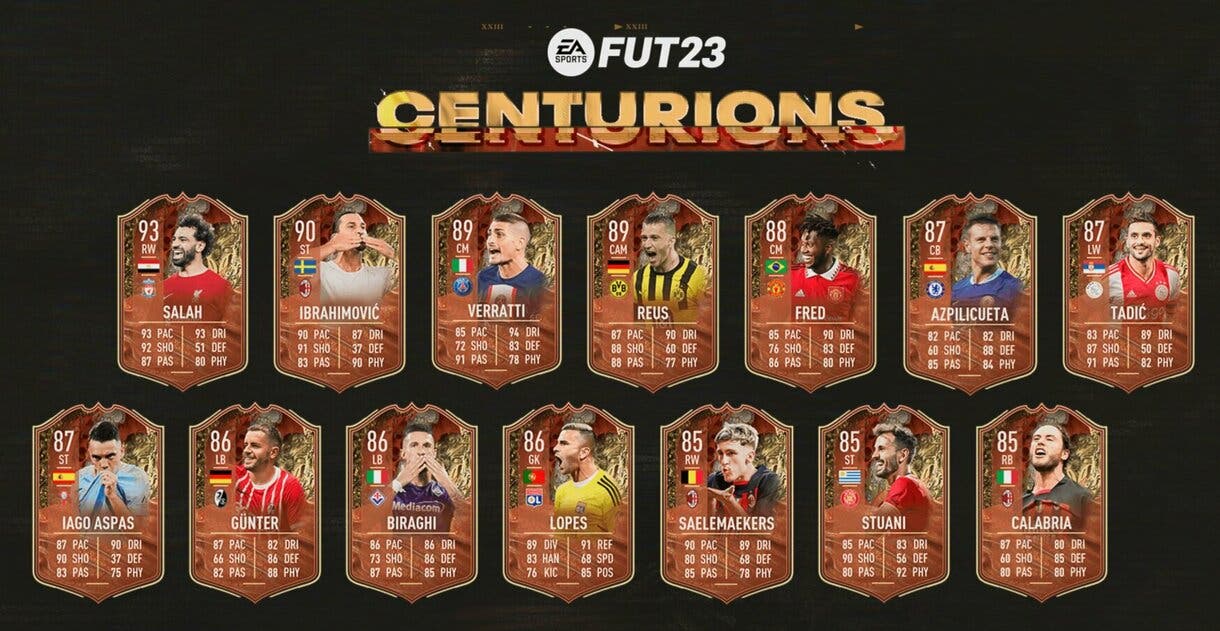 Todas las cartas del segundo equipo Centurions FIFA 23 Ultimate Team