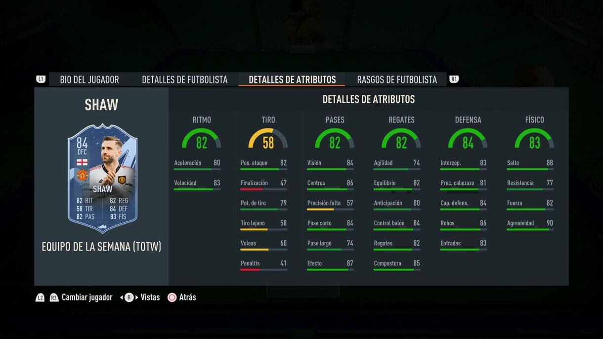 Stats in game Shaw IF FIFA 23 Ultimate Team