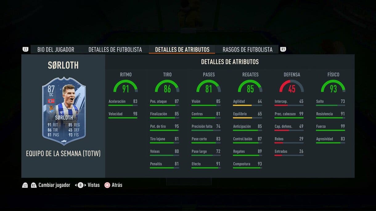 Stats in game Sorloth SIF FIFA 23 Ultimate Team
