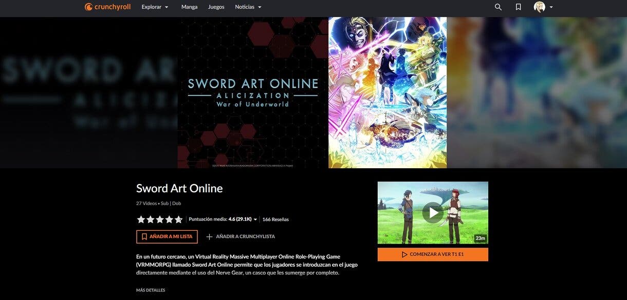 sword art online en crunchyroll