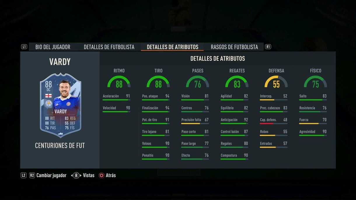 Stats in game Vardy Centurions FIFA 23 Ultimate Team