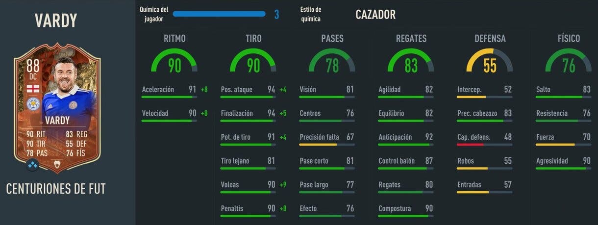 Stats in game Vardy Centurions FIFA 23 Ultimate Team