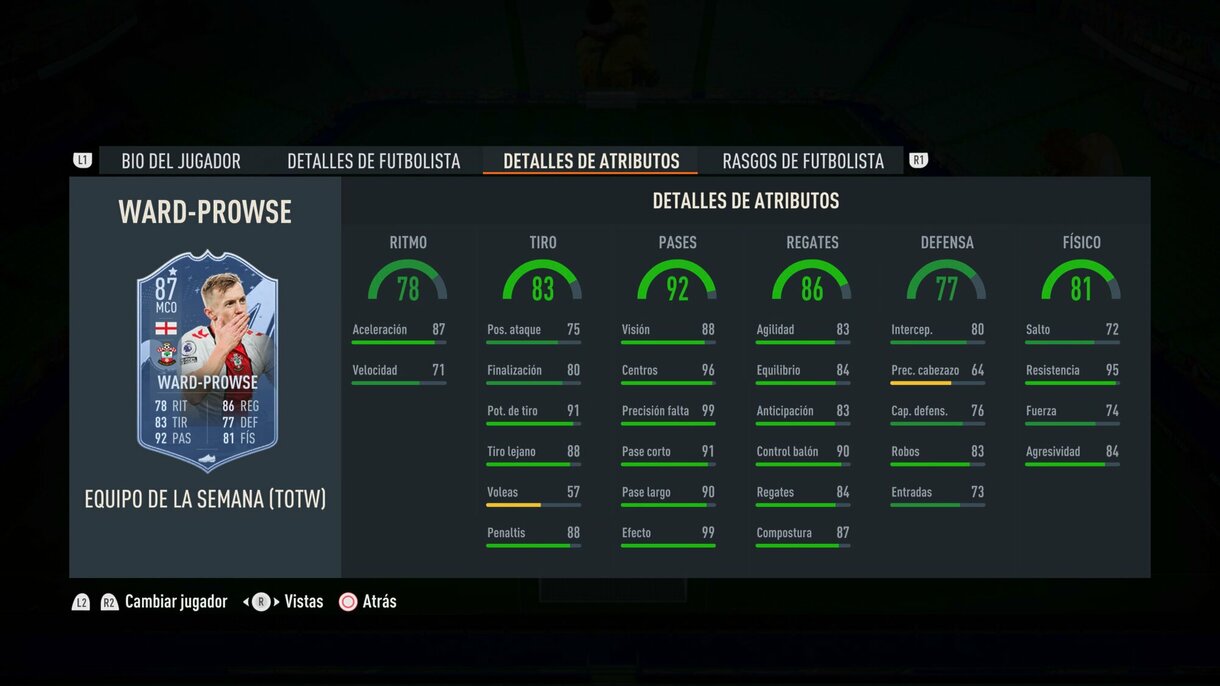 Stats in game Ward-Prowse IF FIFA 23 Ultimate Team