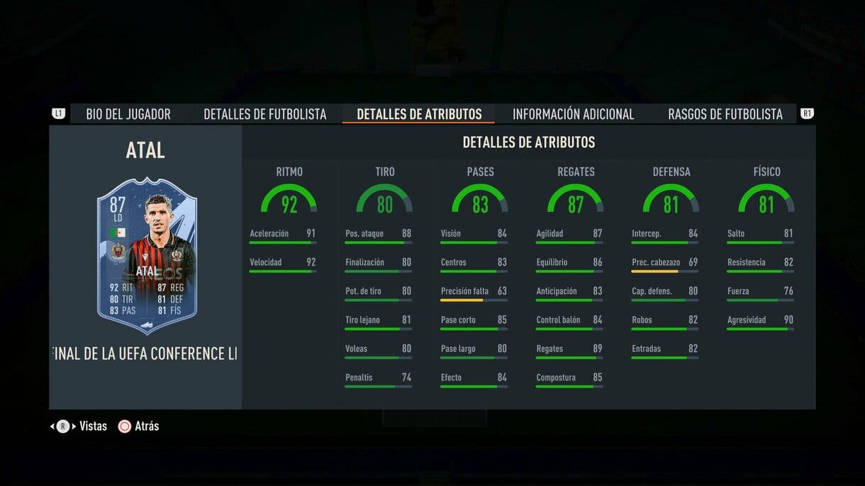 Stats in game Atal RTTF FIFA 23 Ultimate Team