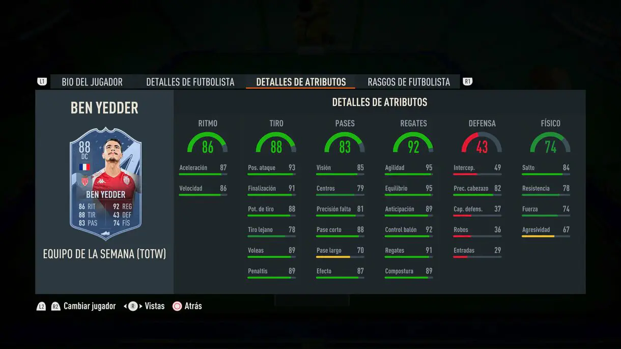 Stats in game Ben Yedder SIF FIFA 23 Ultimate Team