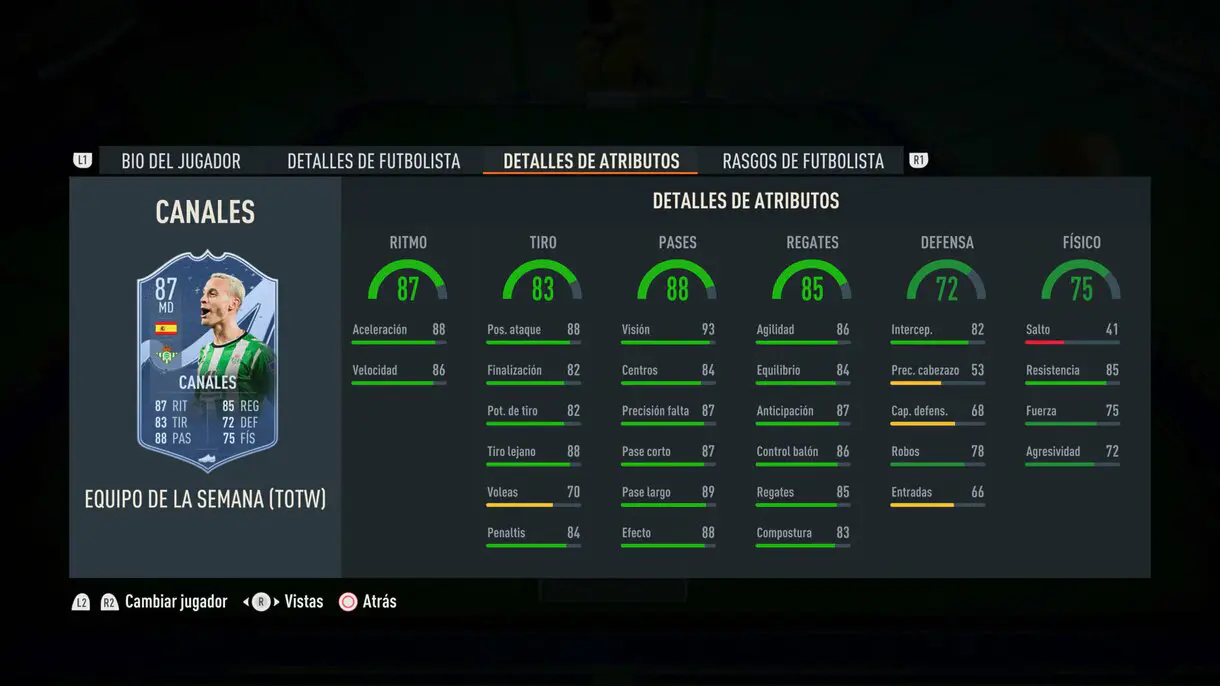 Stats in game Canales IF FIFA 23 Ultimate Team