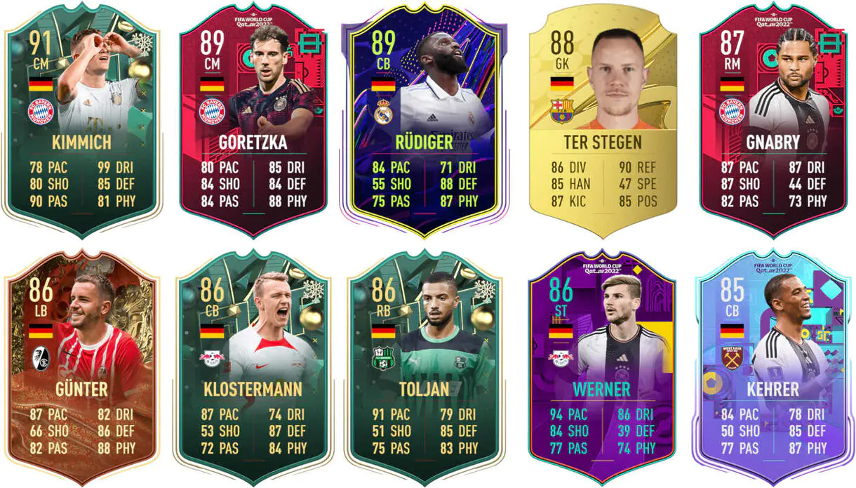 Ejemplos cartas competitivas Alemania FIFA 23 Ultimate Team