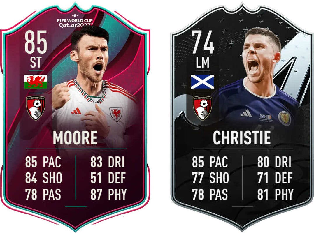 Cartas Moore World Cup Stars y Christie IF (Bournemouth) FIFA 23 Ultimate Team