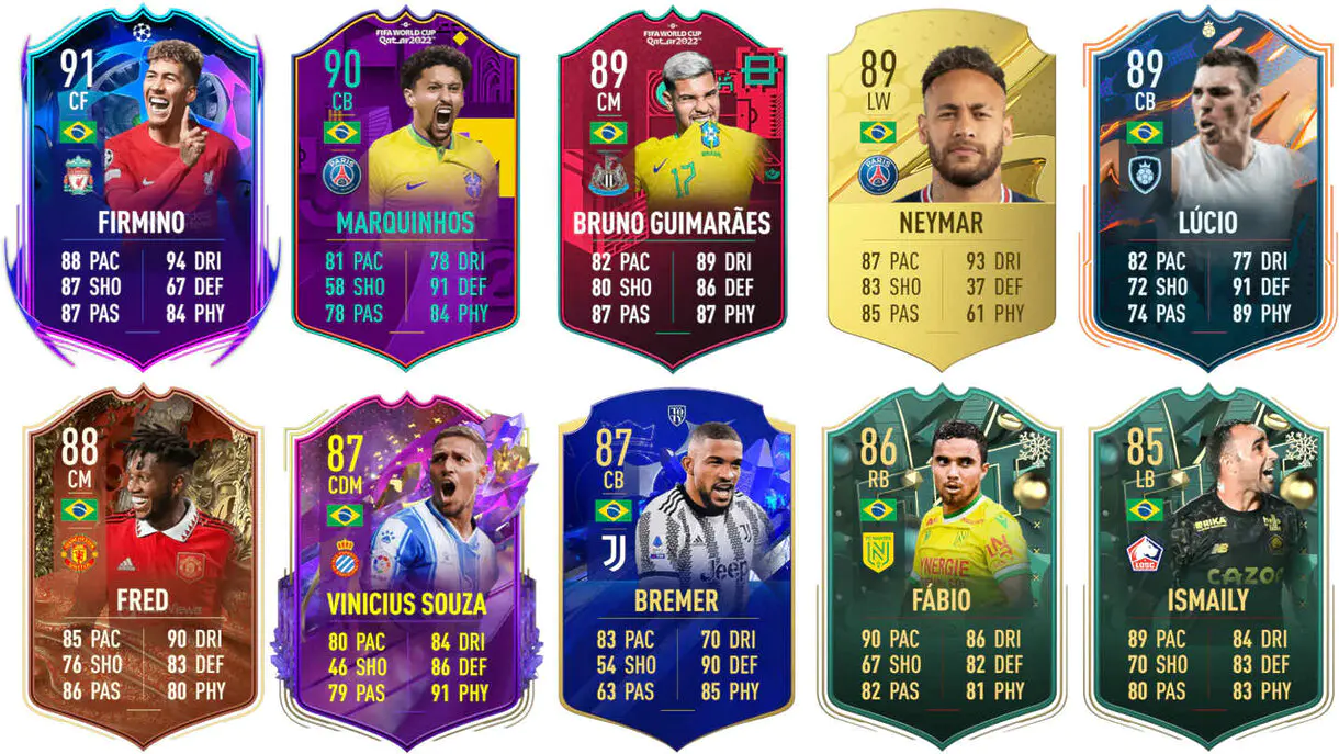 Ejemplos cartas competitivas Brasil FIFA 23 Ultimate Team