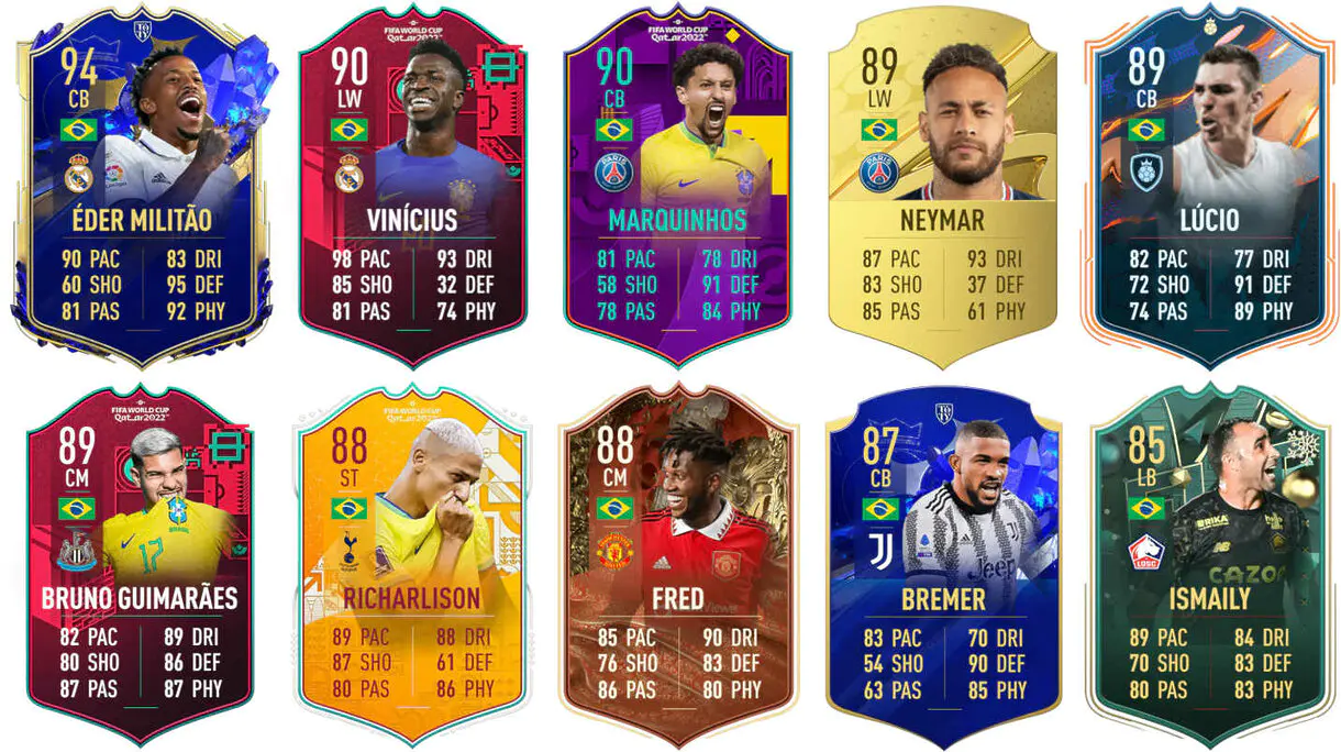 Ejemplos cartas competitivas Brasil FIFA 23 Ultimate Team