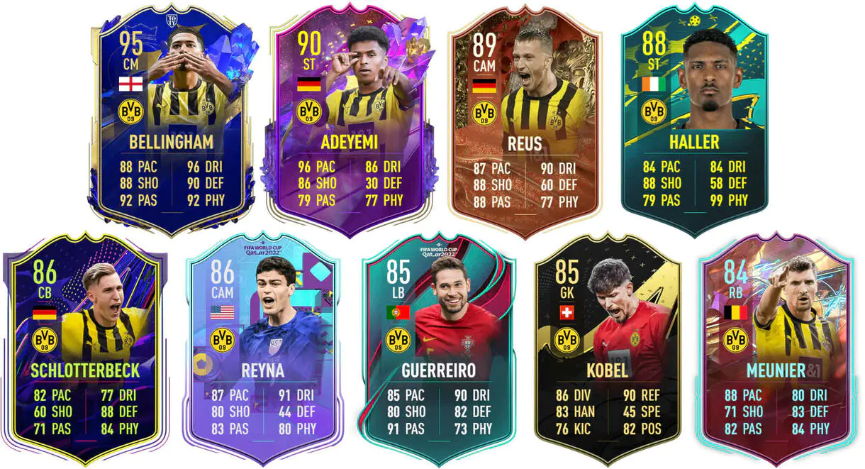 Ejemplos cartas competitivas o usables Borussia Dortmund FIFA 23 Ultimate Team
