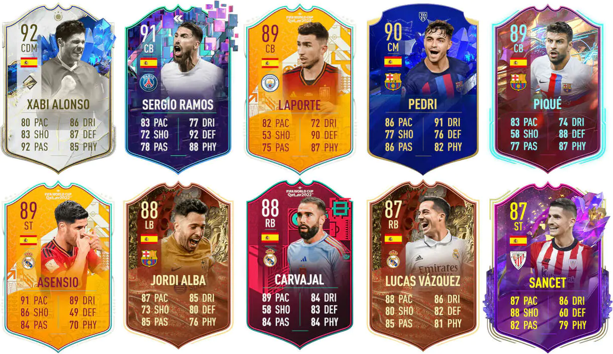 Ejemplos cartas competitivas España FIFA 23 Ultimate Team