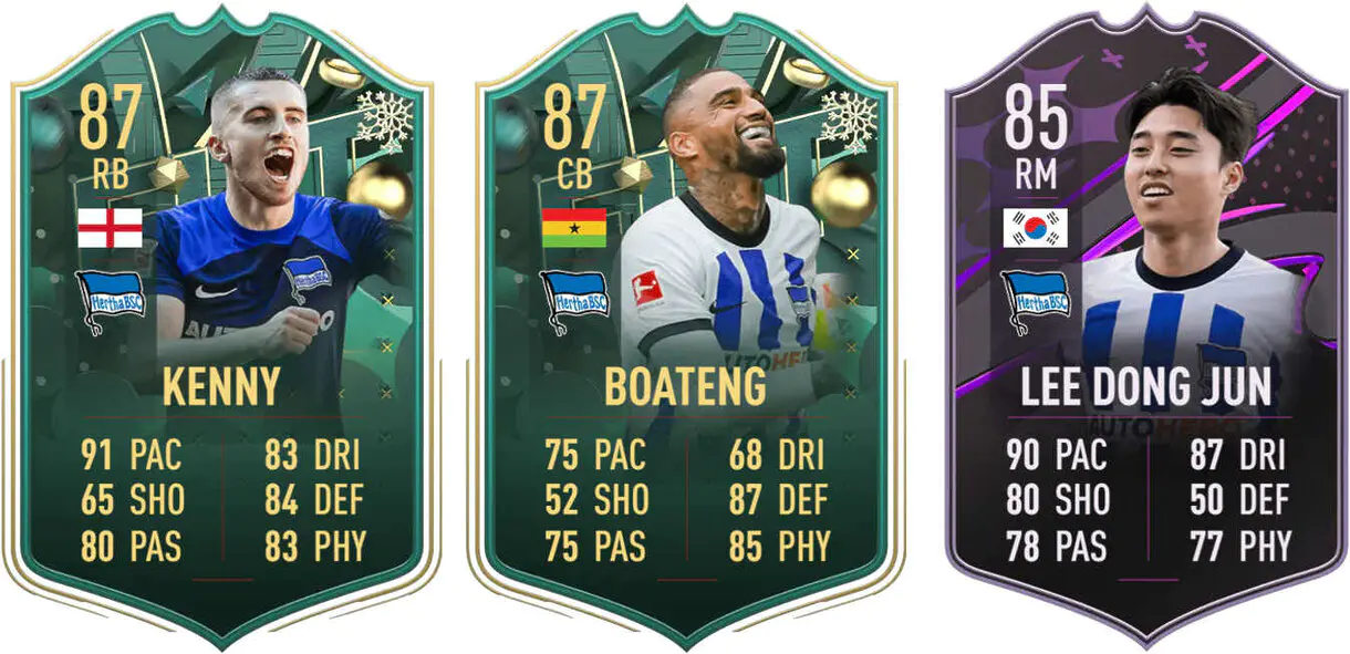 Cartas Kenny y Boateng Winter Wildcards, Lee Dong Jun Dúo Dinámico (Hertha) FIFA 23 Ultimate Team