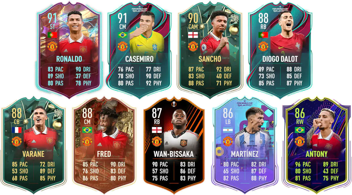 Ejemplos cartas competitivas Manchester United FIFA 23 Ultimate Team
