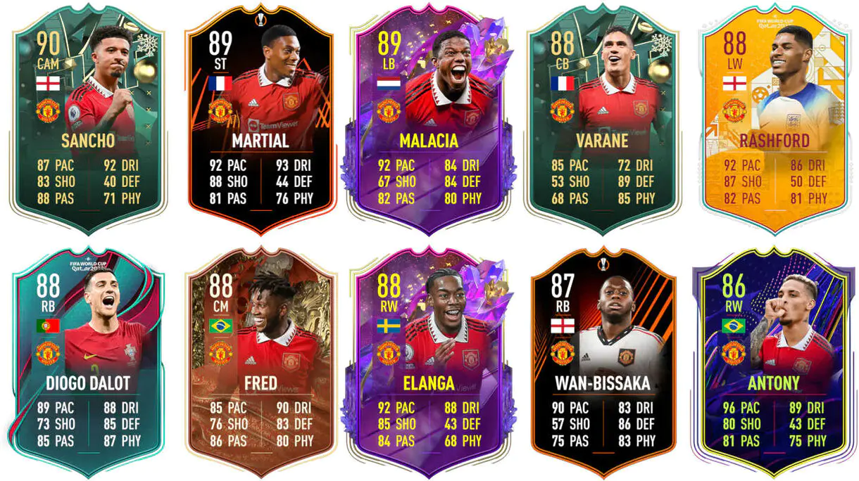 Ejemplos cartas competitivas Manchester United FIFA 23 Ultimate Team